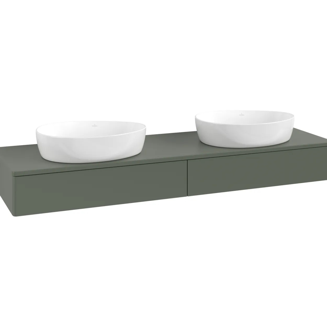 V&b antao servantskap 2 skuffer glatt 1600x190x500 for 2 serv. u/kranhull grønn