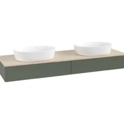 V&b antao servantskap 2 skuffer glatt 1600x190x500 for 2 serv. u/kranhull grønn/créme