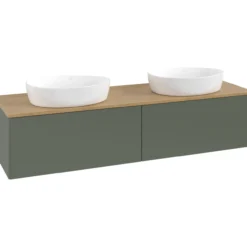 V&b antao servantskap 2 skuffer glatt 1600x360x500 for 2 serv. u/kranhull grønn/eik