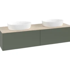 V&b antao servantskap 2 skuffer glatt 1600x360x500 for 2 serv. u/kranhull grønn/créme
