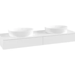 V&b antao servantskap 2 skuffer glatt 1600x190x500 for 2 serv. u/kranhull matt hvit