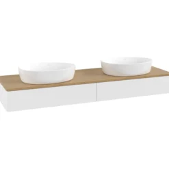 V&b antao servantskap 2 skuffer glatt 1600x190x500 for 2 serv. u/kranhull matt hvit/eik
