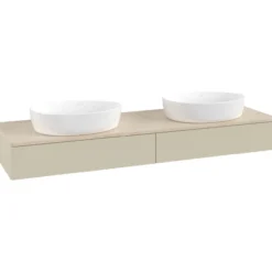 V&b antao servantskap 2 skuffer glatt 1600x190x500 for 2 serv. u/kranhull silkegrå/créme