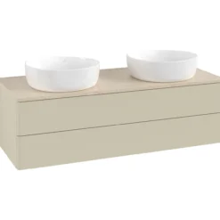 V&b antao servantskap 2 skuffer glatt 1200x360x500 for 2 serv. u/kranhull silkegrå/créme