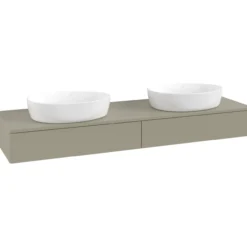 V&b antao servantskap 2 skuffer glatt 1600x190x500 for 2 serv. u/kranhull stengrå