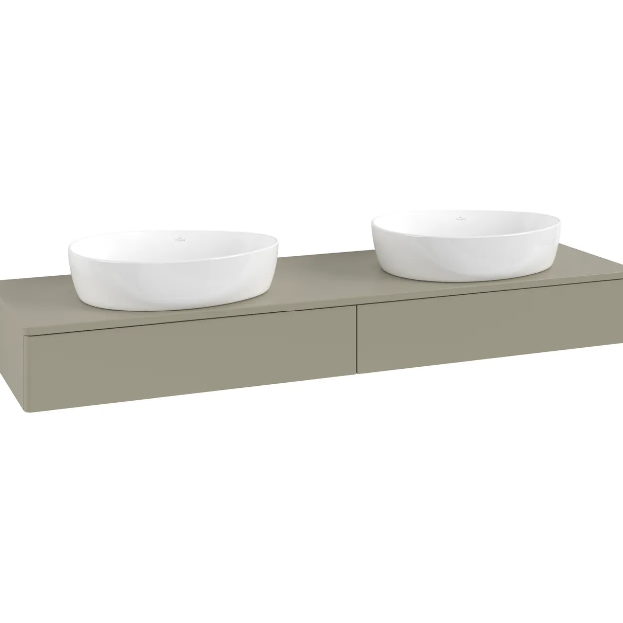 V&b antao servantskap 2 skuffer glatt 1600x190x500 for 2 serv. u/kranhull stengrå