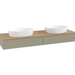 V&b antao servantskap 2 skuffer glatt 1600x190x500 for 2 serv. u/kranhull stengrå/eik