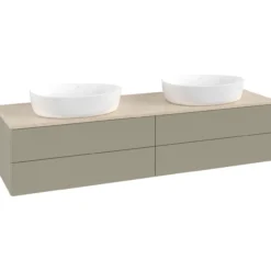 V&b antao servantskap 4 skuffer glatt 1600x360x500 for 2 serv. u/kranhull stengrå/créme