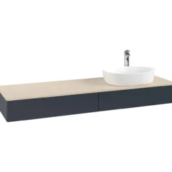 V&b antao servantskap 2 skuffer glatt 1600x190x500 høyre m/kranhull blå/créme