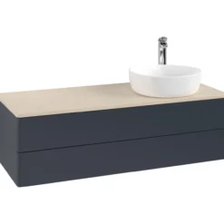 V&b antao servantskap 2 skuffer glatt 1200x360x500 høyre m/kranhull blå/créme