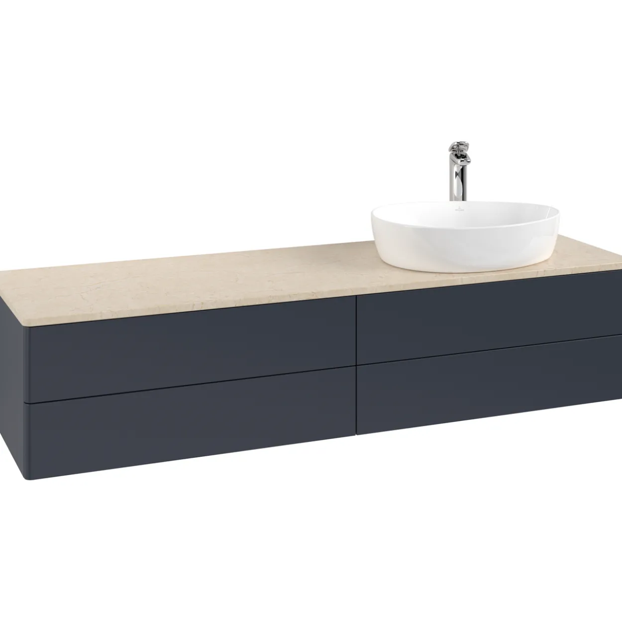 V&b antao servantskap 4 skuffer glatt 1600x360x500 høyre m/kranhull blå/créme