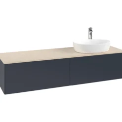 V&b antao servantskap 2 skuffer glatt 1600x360x500 høyre m/kranhull blå/créme
