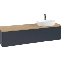 V&b antao servantskap 2 skuffer glatt 1600x360x500 høyre m/kranhull blå/eik