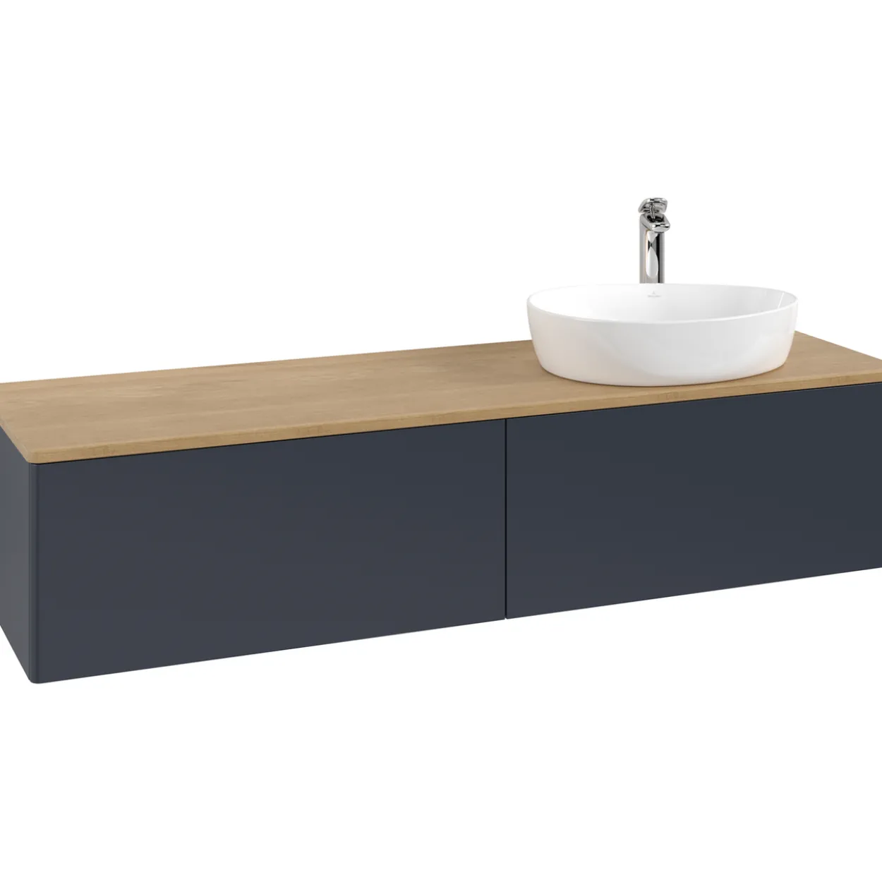 V&b antao servantskap 2 skuffer glatt 1600x360x500 høyre m/kranhull blå/eik