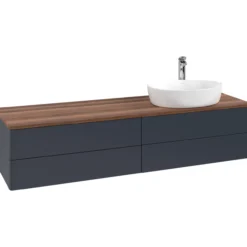 V&b antao servantskap 4 skuffer glatt 1600x360x500 høyre m/kranhull blå/valnøtt