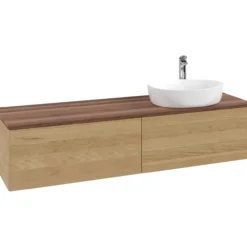 V&b antao servantskap 2 skuffer glatt 1600x360x500 høyre m/kranhull eik/valnøtt