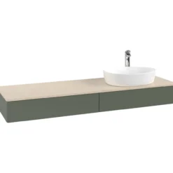 V&b antao servantskap 2 skuffer glatt 1600x190x500 høyre m/kranhull grønn/créme