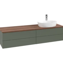 V&b antao servantskap 4 skuffer glatt 1600x360x500 høyre m/kranhull grønn/valnøtt