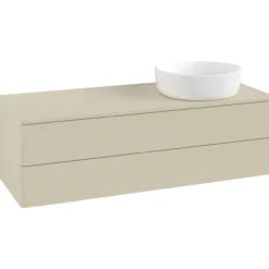 V&b antao servantskap 2 skuffer glatt 1200x360x500 høyre m/kranhull silkegrå