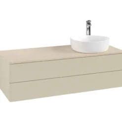 V&b antao servantskap 2 skuffer glatt 1200x360x500 høyre m/kranhull silkegrå/créme