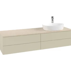 V&b antao servantskap 4 skuffer glatt 1600x360x500 høyre m/kranhull silkegrå/créme