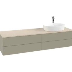 V&b antao servantskap 4 skuffer glatt 1600x360x500 høyre m/kranhull stengrå/créme