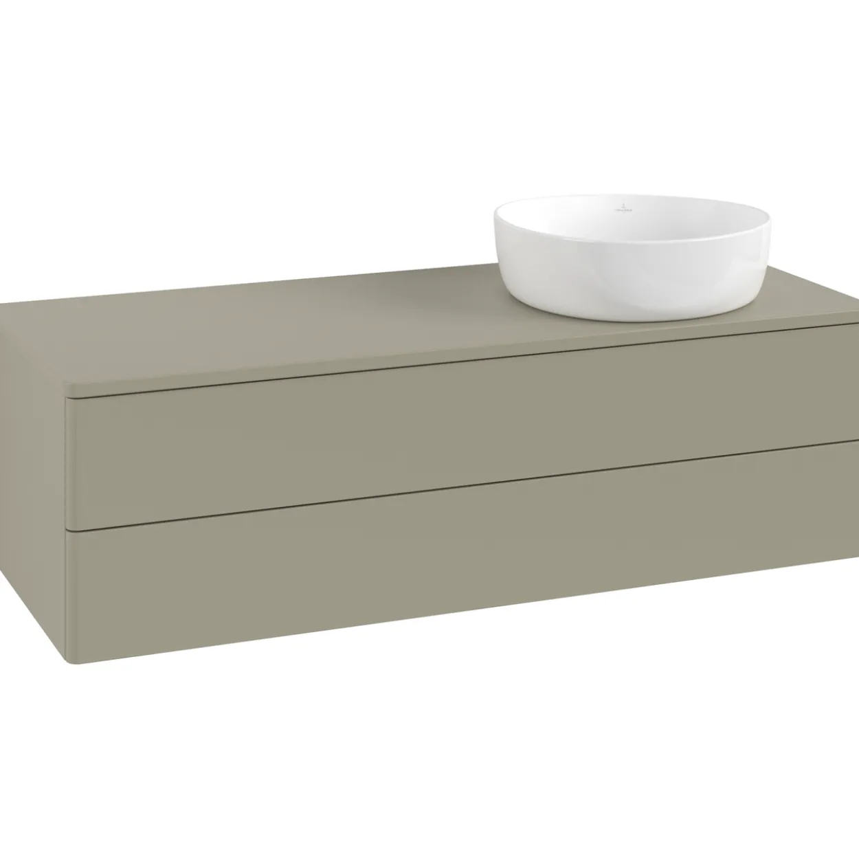 V&b antao servantskap 2 skuffer glatt 1200x360x500 høyre m/kranhull stengrå