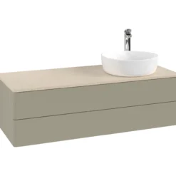 V&b antao servantskap 2 skuffer glatt 1200x360x500 høyre m/kranhull stengrå/créme
