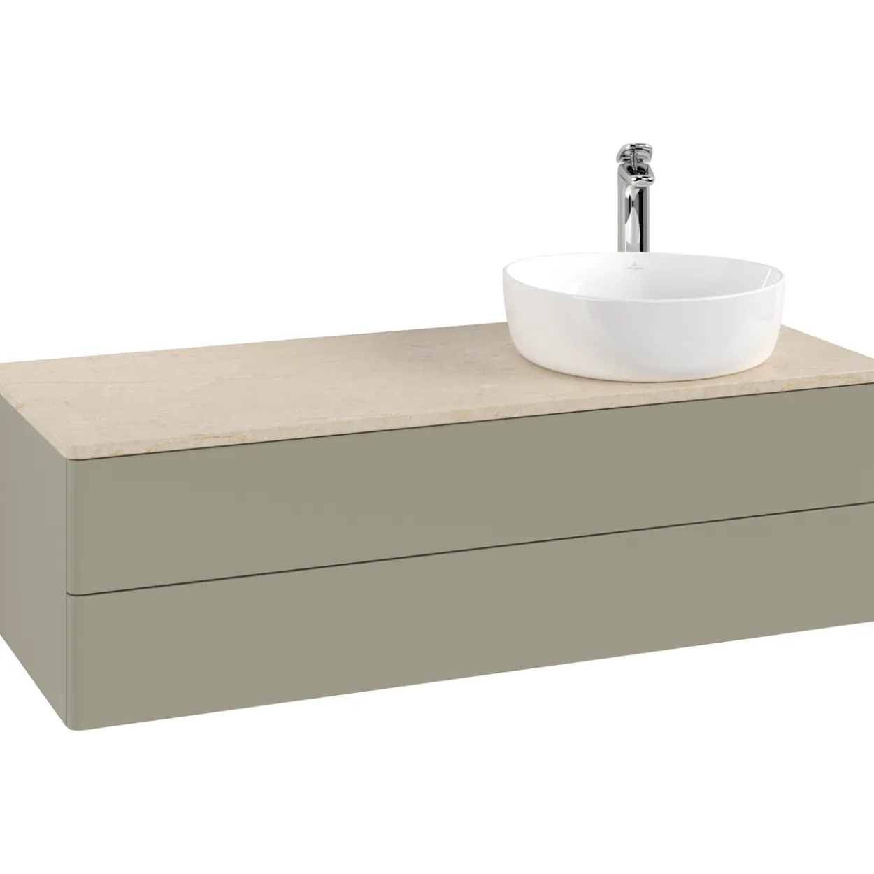 V&b antao servantskap 2 skuffer glatt 1200x360x500 høyre m/kranhull stengrå/créme