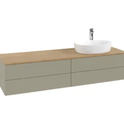 V&b antao servantskap 4 skuffer glatt 1600x360x500 høyre m/kranhull stengrå/eik