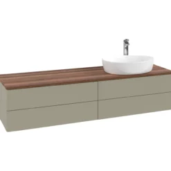 V&b antao servantskap 4 skuffer glatt 1600x360x500 høyre m/kranhull stengrå/valnøtt