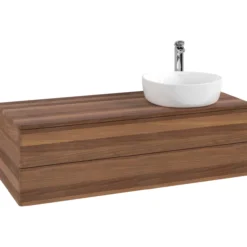 V&b antao servantskap 2 skuffer glatt 1200x360x500 høyre m/kranhull valnøtt/valnøtt