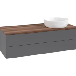 V&b antao servantskap 2 skuffer glatt 1200x360x500 høyre u/kranhull antrasitt/valnøtt
