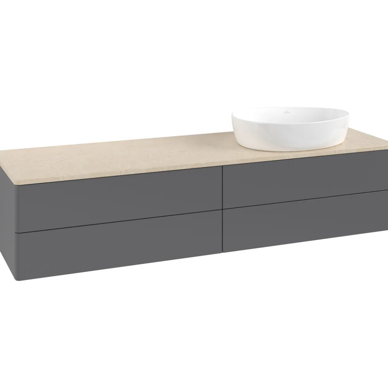 V&b antao servantskap 4 skuffer glatt 1600x360x500 høyre u/kranhull antrasitt/créme