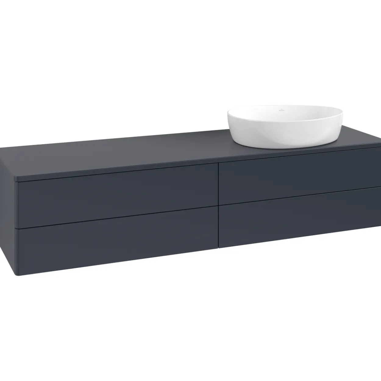 V&b antao servantskap 4 skuffer glatt 1600x360x500 høyre u/kranhull blå