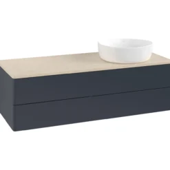 V&b antao servantskap 2 skuffer glatt 1200x360x500 høyre u/kranhull blå/créme