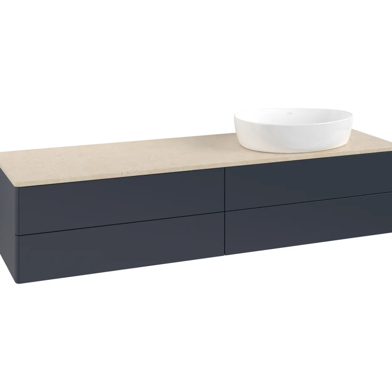 V&b antao servantskap 4 skuffer glatt 1600x360x500 høyre u/kranhull blå/créme