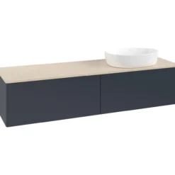 V&b antao servantskap 2 skuffer glatt 1600x360x500 høyre u/kranhull blå/créme