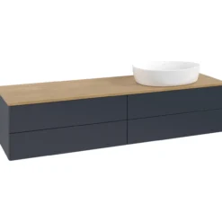 V&b antao servantskap 4 skuffer glatt 1600x360x500 høyre u/kranhull blå/eik