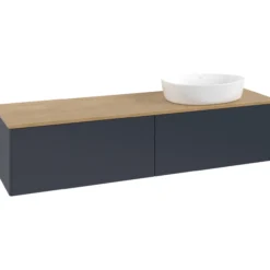 V&b antao servantskap 2 skuffer glatt 1600x360x500 høyre u/kranhull blå/eik