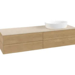 V&b antao servantskap 4 skuffer glatt 1600x360x500 høyre u/kranhull eik/créme