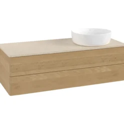 V&b antao servantskap 2 skuffer glatt 1200x360x500 høyre u/kranhull eik/créme