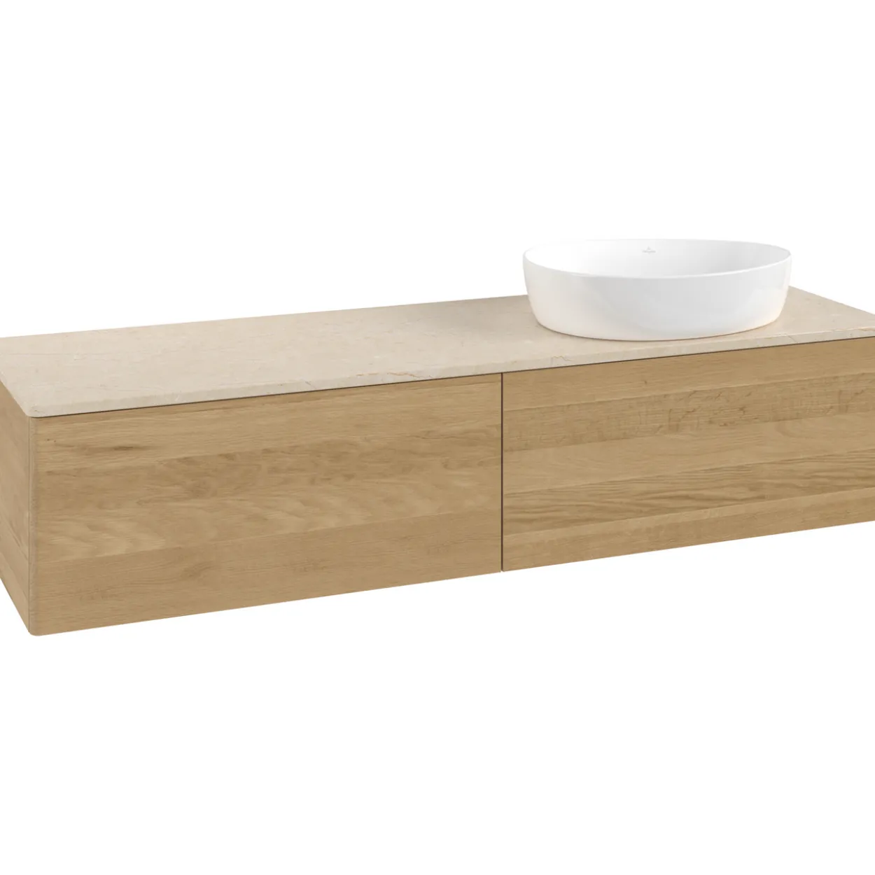 V&b antao servantskap 2 skuffer glatt 1600x360x500 høyre u/kranhull eik/créme