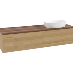 V&b antao servantskap 2 skuffer glatt 1600x360x500 høyre u/kranhull eik/valnøtt