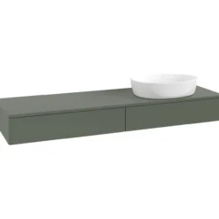 V&b antao servantskap 2 skuffer glatt 1600x190x500 høyre u/kranhull grønn