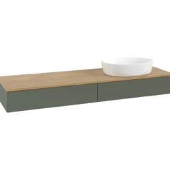 V&b antao servantskap 2 skuffer glatt 1600x190x500 høyre u/kranhull grønn/eik