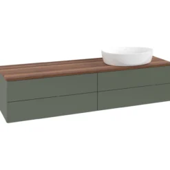 V&b antao servantskap 4 skuffer glatt 1600x360x500 høyre u/kranhull grønn/valnøtt