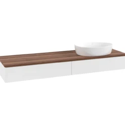 V&b antao servantskap 2 skuffer glatt 1600x190x500 høyre u/kranhull matt hvit/valnøtt