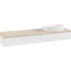 V&b antao servantskap 2 skuffer glatt 1600x190x500 høyre u/kranhull matt hvit/créme