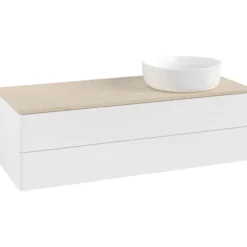 V&b antao servantskap 2 skuffer glatt 1200x360x500 høyre u/kranhull matt hvit/créme